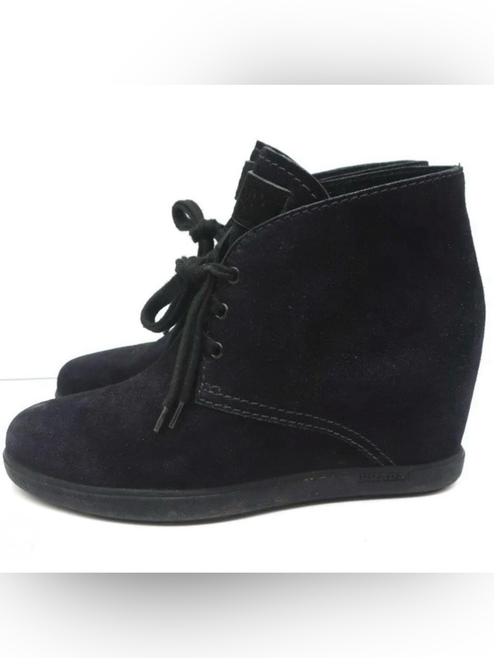 Prada Linea Rosa Black Suede Booties Size 38
